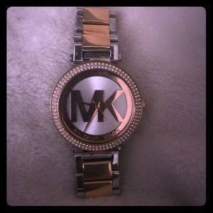 Michael Kors women’s rose gold, silver watch